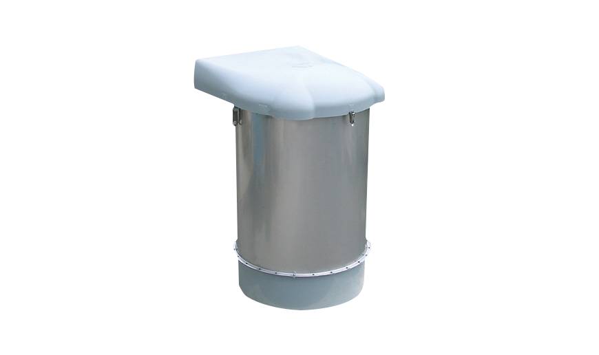A Venting Filter designed for use with silos, featuring a cylindrical shape with a flanged top and a white filter media.