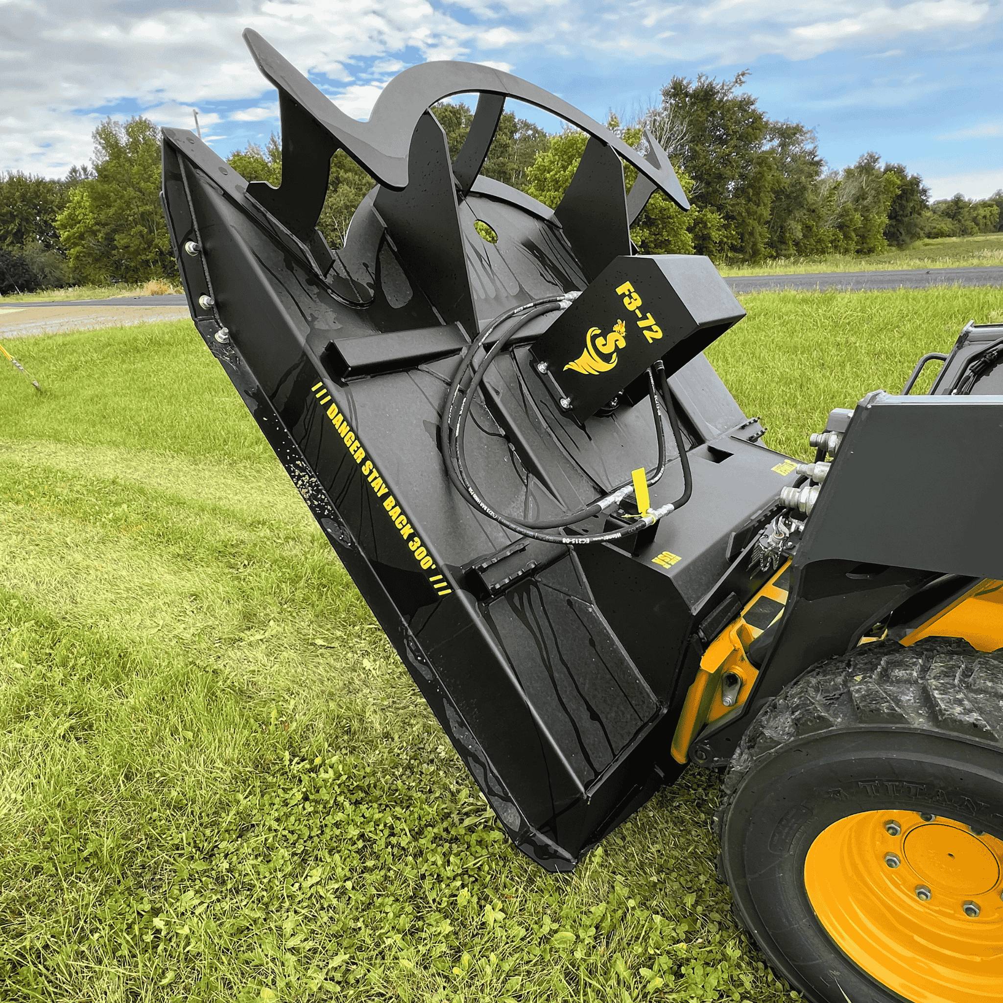 Stinger Twister F2 skid steer brush cutter mounted for land clearing