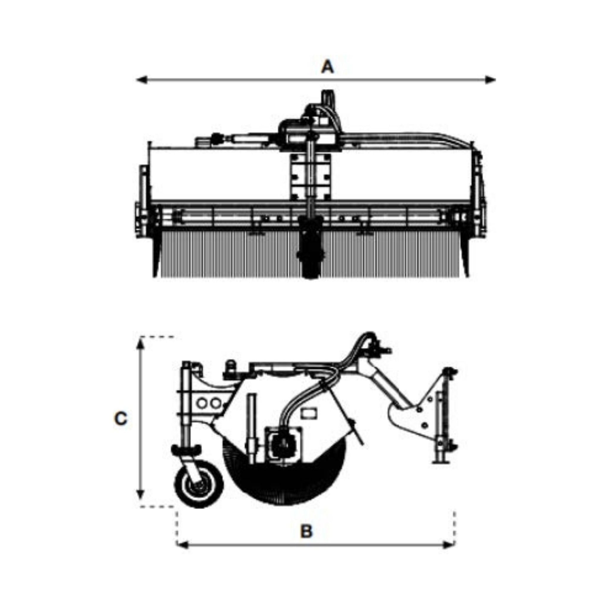 Stinger Angle Broom | Poly/Wire Hybrid | Hydraulic or Manual
